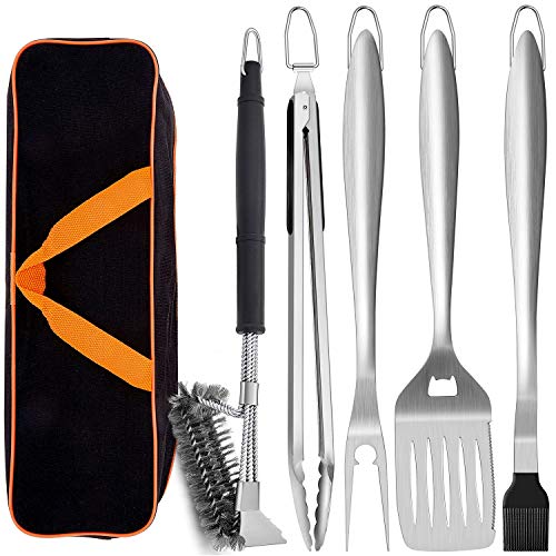 Leonyo 6-Piece BBQ Tool Set - Black Handle