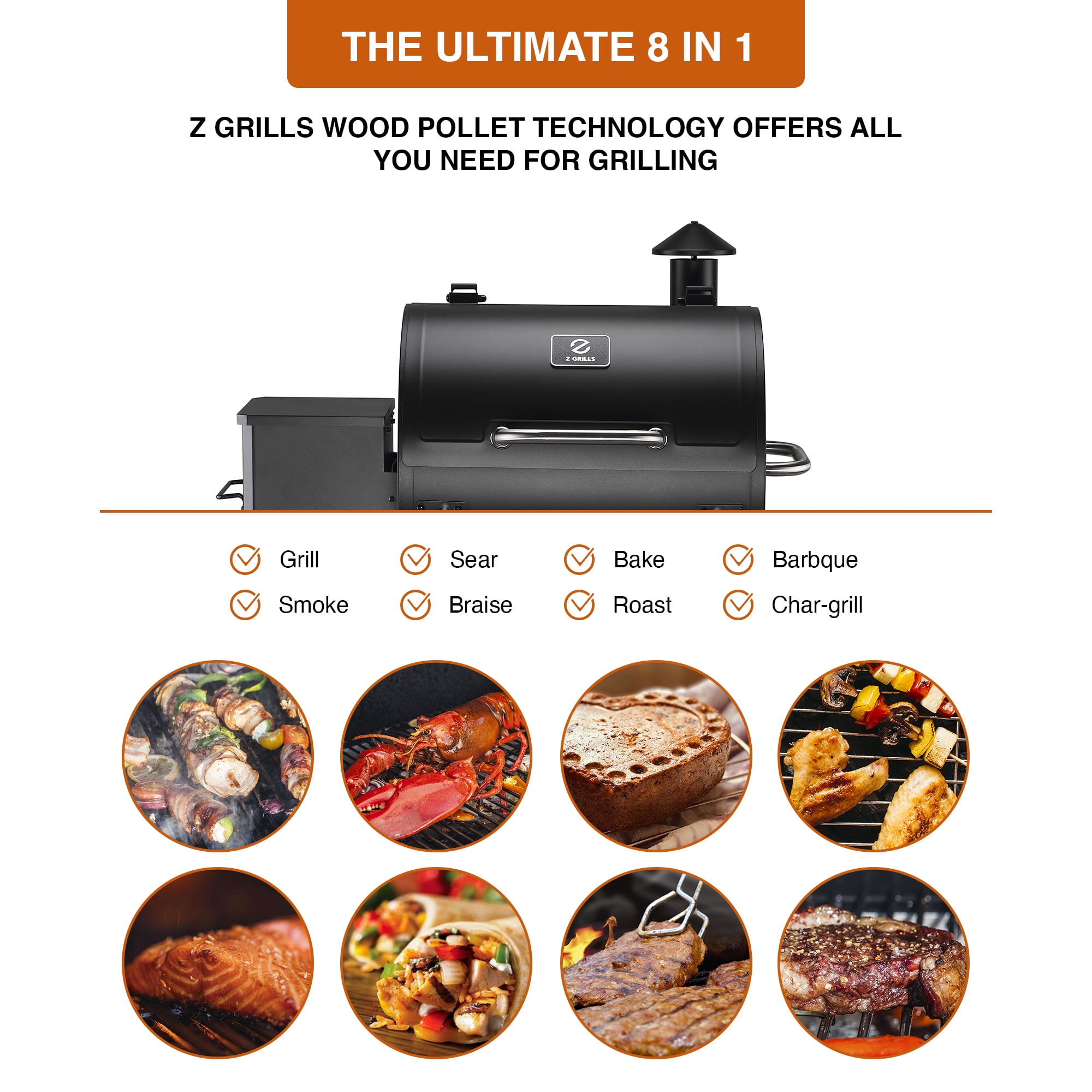 Z GRILLS 8-in-1 Pellet Grill & Smoker
