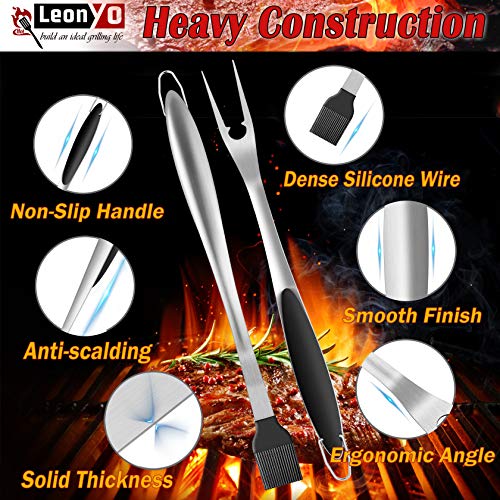 Leonyo 6-Piece BBQ Tool Set - Black Handle