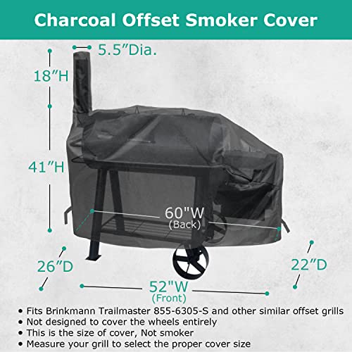 Waterproof Offset Smoker Cover, Durable & Fadestop