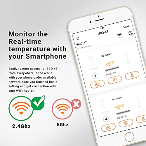 Wireless BBQ Thermometer with 4 Probes & Timer
