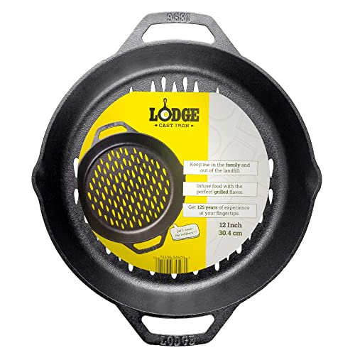 12" Cast Iron Dual Handle Grill Basket