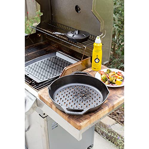 12" Cast Iron Dual Handle Grill Basket