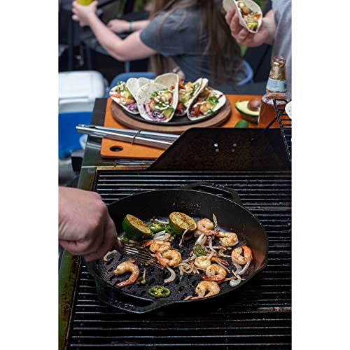 12" Cast Iron Dual Handle Grill Basket