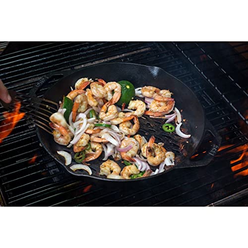 12" Cast Iron Dual Handle Grill Basket