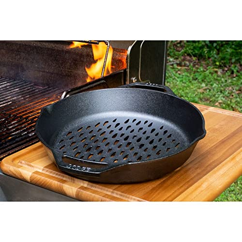 12" Cast Iron Dual Handle Grill Basket