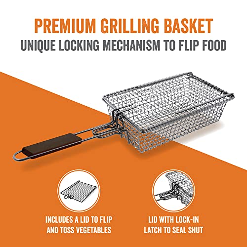 Premium Grilling Basket for Vegetables, Seafood & Meats