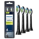Philips Sonicare Genuine W DiamondClean Toothbrush Heads, 4 Brush Heads, Black, HX6064/95