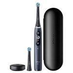 Oral-B iO Deep Clean   Protect Rechargeable Electric Toothbrush, Black with a iO Series 7 Toothbrush, 2 Replacement Brush Heads, and a Charging Travel Case