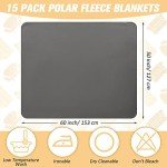 15 Pack Soft Polar Fleece Blankets - Gray