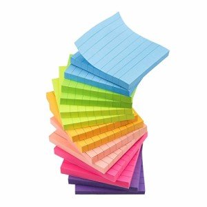 Colorful Lined Sticky Notes - 3x3 Inch, 14 Pads