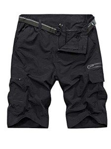 Men's Lightweight Water-Resistant Hiking Shorts - Black