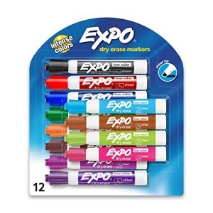 Assorted Low Odor Dry Erase Markers - 12 Count