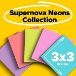 Post-it Super Sticky Notes, 24 Neons Pads 3x3