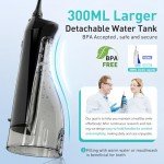 COSLUS Water Dental Flosser Teeth Pick: Portable Cordless Oral Irrigator 300ML Rechargeable Travel Irrigation Cleaner IPX7 Waterproof Electric Waterflosser Flossing Machine for Teeth Cleaning F5020E