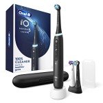Oral-B iO Deep Clean   Whiten Rechargeable Electric Toothbrush with Visible Pressure Sensor, 2 Minute Timer, 5 Cleaning Settings, 1 iO5 Limited, 3 Toothbrush Heads, Travel Case & Refill Holder, Black