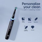 Oral-B iO Deep Clean   Whiten Rechargeable Electric Toothbrush with Visible Pressure Sensor, 2 Minute Timer, 5 Cleaning Settings, 1 iO5 Limited, 3 Toothbrush Heads, Travel Case & Refill Holder, Black