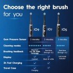 Oral-B iO Deep Clean   Whiten Rechargeable Electric Toothbrush with Visible Pressure Sensor, 2 Minute Timer, 5 Cleaning Settings, 1 iO5 Limited, 3 Toothbrush Heads, Travel Case & Refill Holder, Black