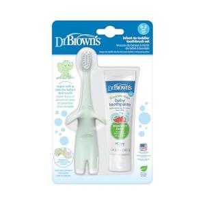 Mint Elephant Toothbrush Set with Strawberry Toothpaste
