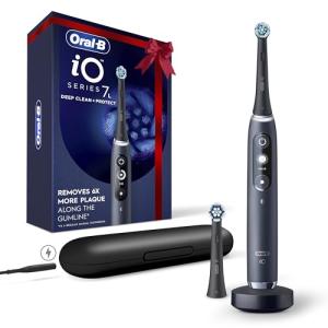 Oral-B iO Deep Clean   Protect Rechargeable Electric Toothbrush, Black with a iO Series 7 Toothbrush, 2 Replacement Brush Heads, and a Charging Travel Case