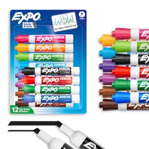 Assorted Low Odor Dry Erase Markers - 12 Count