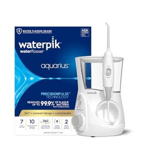 Waterpik Aquarius Water Flosser Professional For Teeth, Gums, Braces, Dental Care, Electric Power With 10 Settings, 7 Tips For Multiple Users And Needs, ADA Accepted, White WP-660, Packaging May Vary