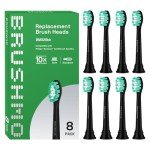 Brushmo Replacement Toothbrush Heads Compatible with Philips Sonicare Optimal Plaque Control HX9023/65, Black, 8 Pack