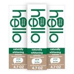 Hello Naturally Whitening Fluoride Toothpaste, Natural Peppermint Flavor and Tea Tree Oil, Peroxide Free, Gluten Free, SLS Free, 3 Pack, 4.7 OZ Tubes