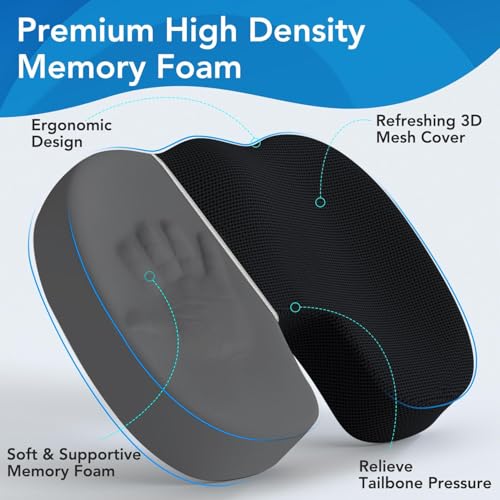 Memory Foam Coccyx Cushion & Lumbar Support Pillow