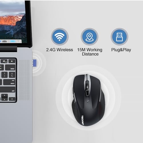 TECKNET Wireless Mouse with 2600 DPI, 6 Buttons