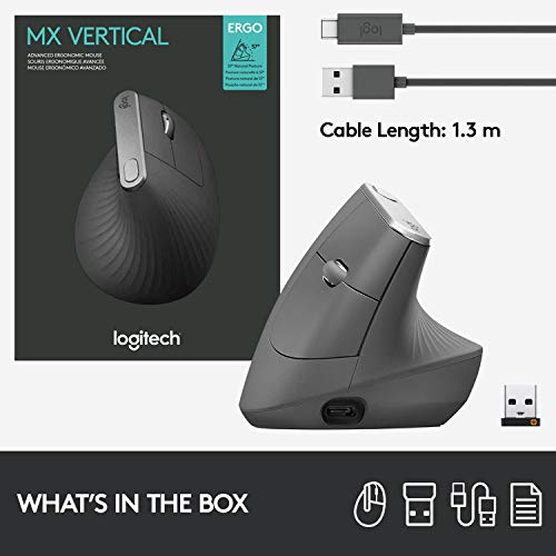 Logitech MX Vertical Wireless Ergonomic Mouse - Graphite