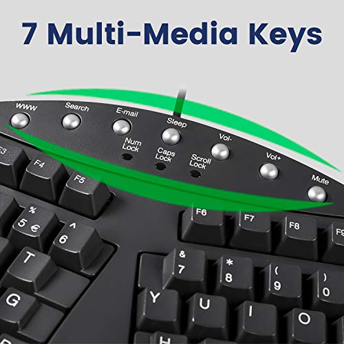 Perixx PERIBOARD 512 Ergonomic USB Keyboard Black