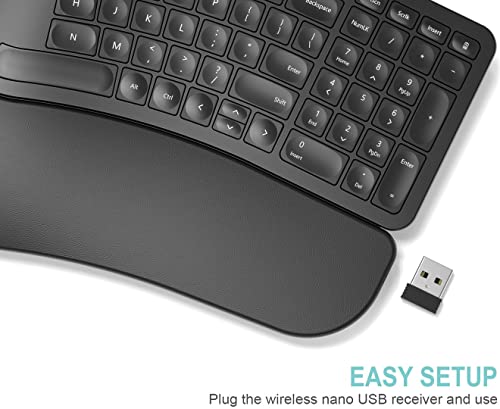 Arteck Wireless Split Ergonomic Keyboard with Wrist Rest