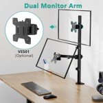 Extra Tall Single Monitor Arm Mount, Black
