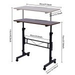 Height Adjustable Portable Rolling Standing Desk