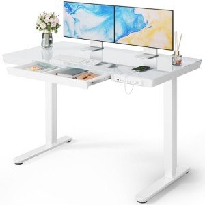Marsail Ergonomic White Desk with Return
