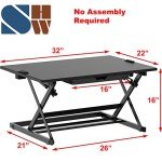 32-Inch Adjustable Standing Desk Converter - Black