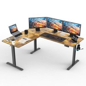 L-Shaped Electric Standing Desk for Home Office