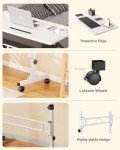 Adjustable Mobile Standing Desk with Wheels, White