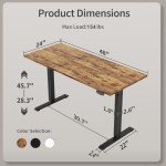 Electric Height Adjustable Standing Desk, Rustic Brown