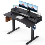 Height Adjustable Electric Standing Desk with Drawers