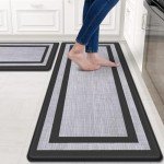  Mattitude Anti-Fatigue Kitchen Mat Set: Cushioned, Non-Slip Comfort for Home & Office (2-Pack, Black/Gray)