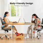 HUANUO Ergonomic Bamboo Footrest: 4-Height Adjustable with Massage Surface