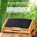 HUANUO Ergonomic Bamboo Footrest: 4-Height Adjustable with Massage Surface
