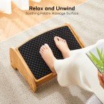 HUANUO Ergonomic Bamboo Footrest: 4-Height Adjustable with Massage Surface