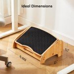 HUANUO Ergonomic Bamboo Footrest: 4-Height Adjustable with Massage Surface