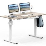 SHW 55-Inch Large Electric Height Adjustable Standing Desk, 55 x 28 Inches, Maple