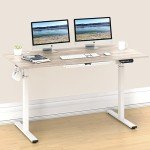 SHW 55-Inch Large Electric Height Adjustable Standing Desk, 55 x 28 Inches, Maple