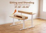 BANTI 55x24 Inch Electric Standing Desk with Double Drawers, Adjustable Height Stand Up Desk, Sit Stand Home Office Desk with Storage Shelf, Light Rustic Brown Top