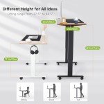 farexon Electric Standing Desk Adjustable Height, 55 x 24 Inch Stand up Desk with Large Mouse Pad, Rolling Wheels & Foot Pad,27''-46'' Lifting Range Home Office Computer Desk(Black)